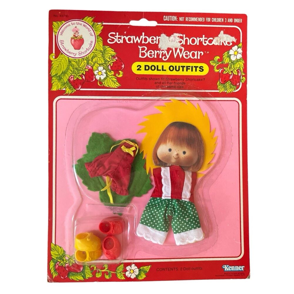 Vintage Kenner Strawberry Shortcake Li'l Berry Wear 2 Doll Outfits Shoes 1982